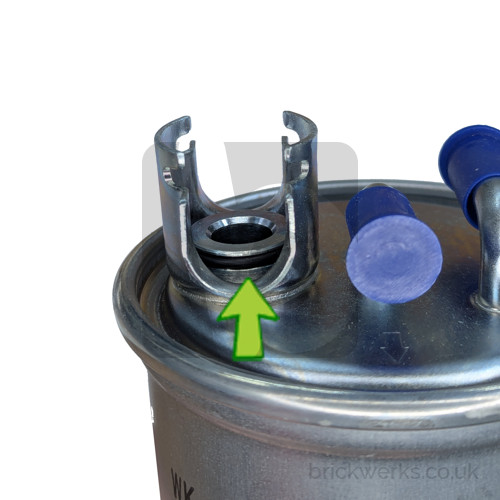 VW T3 & T4 Fuel filter detail showing o-ring for the thermo valve