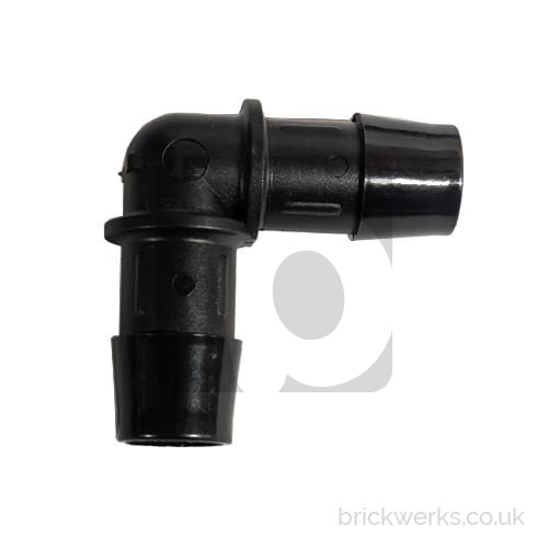 Plastic Hose Connector - 15mm / Right Angle