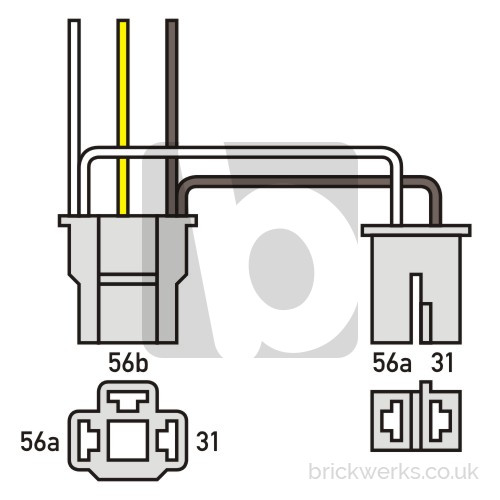 Circuit / Wiring Diagram for VW T3 rectangular headlamps